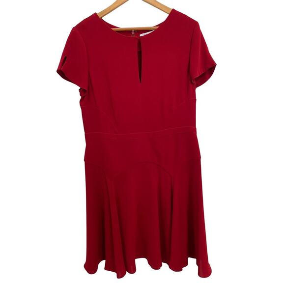 Diane von Furstenberg Raizel Fit & Flare Crepe Dress size 14 Red Office - Picture 9 of 12